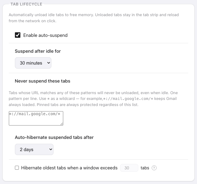 Takt tab lifecycle